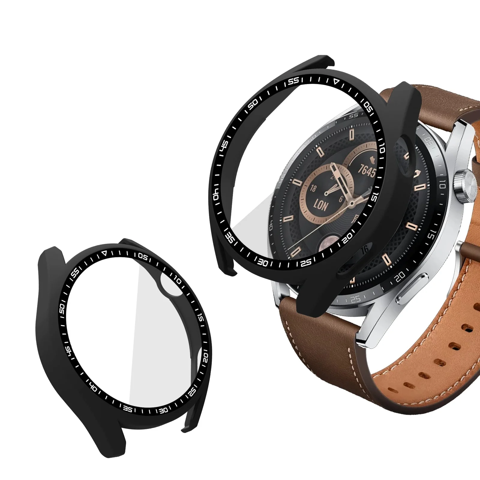 DL3 Mobilak Protective Watch Cover with Screen Protector for Huawei Watch GT3 46mm, Slim, lightweight profile - Black