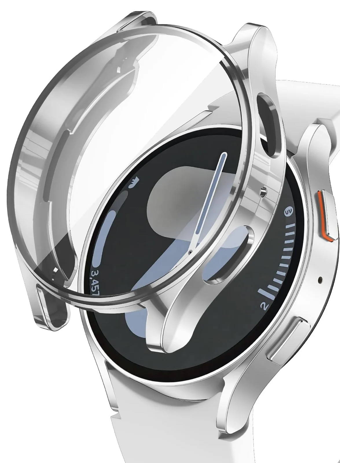 DL3 Mobilak Case for Samsung Galaxy Watch 7 44mm, with Built in Screen Protector, TPU Watch Case, [Full Coverage], Shockproof Cover, High Definition Cover, Protective Case for Watch7 44 mm - Silver