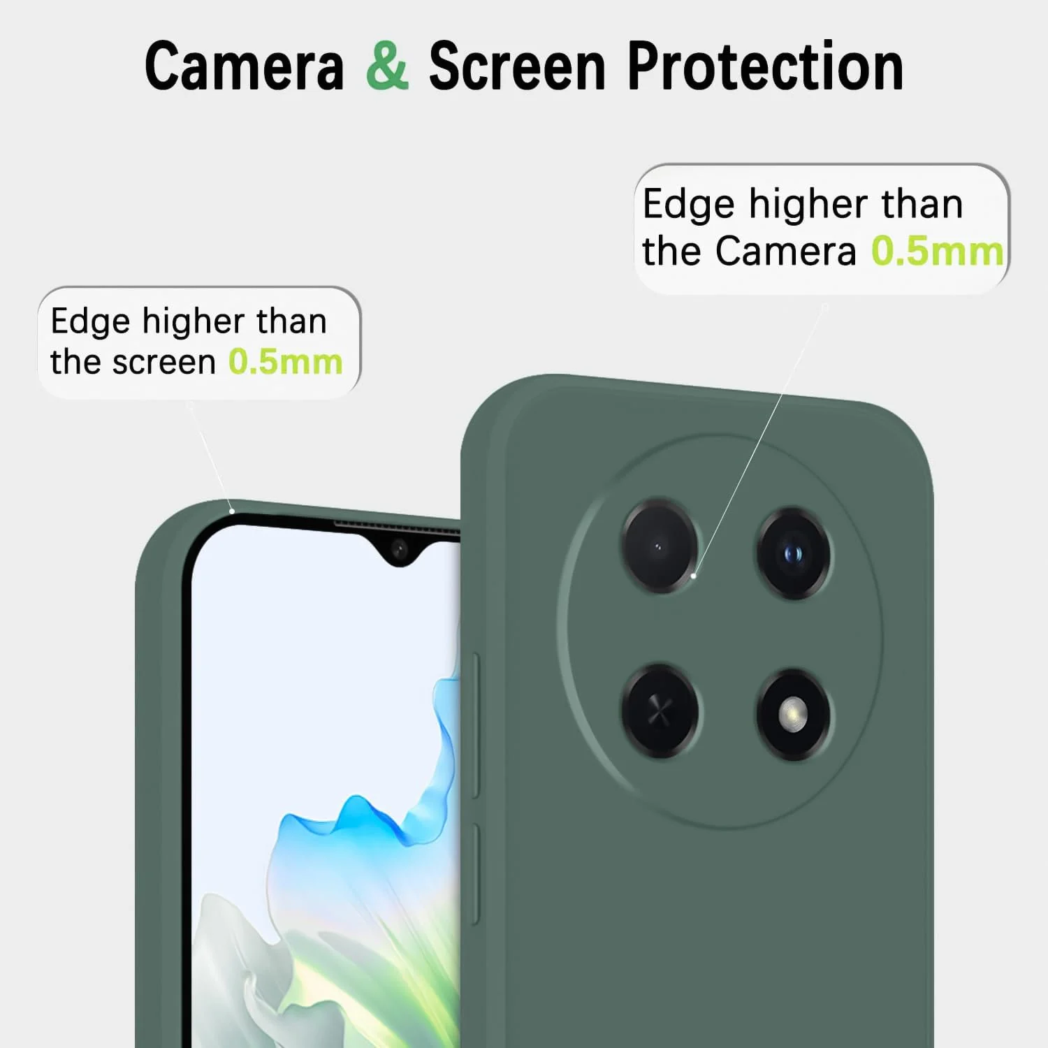 DL3 Mobilak Liquid Silicone Protective Case for Huawei nova 12i with Microfiber Lining and Shockproof Design - Green
