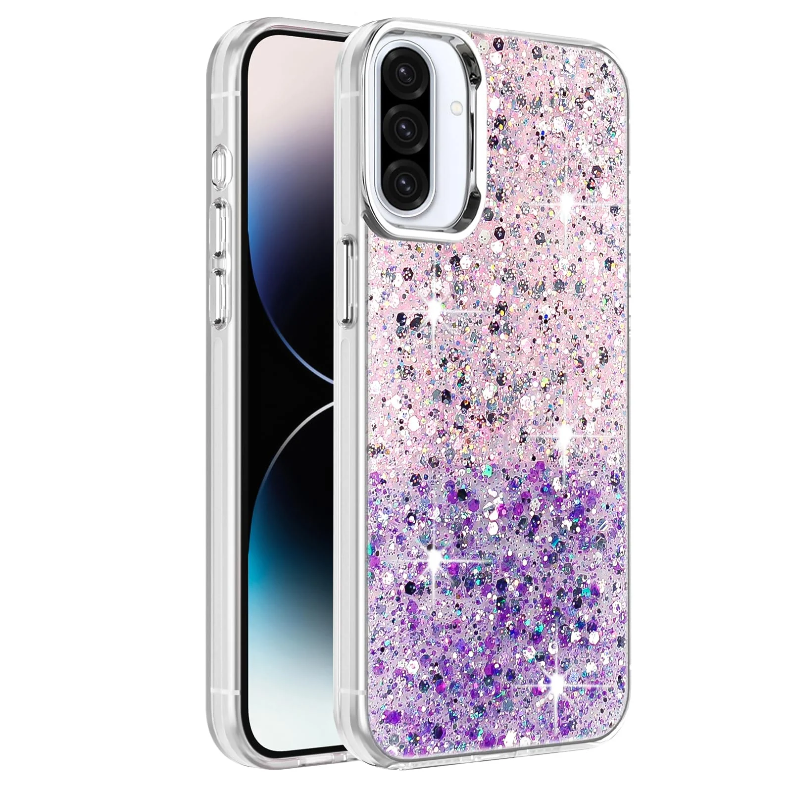 DL3 Mobilak Glitter Protective Case for Samsung Galaxy A17 / A26 5G, Supports wireless charging, Camera protection, Shock-absorbing protection - Pink Purple