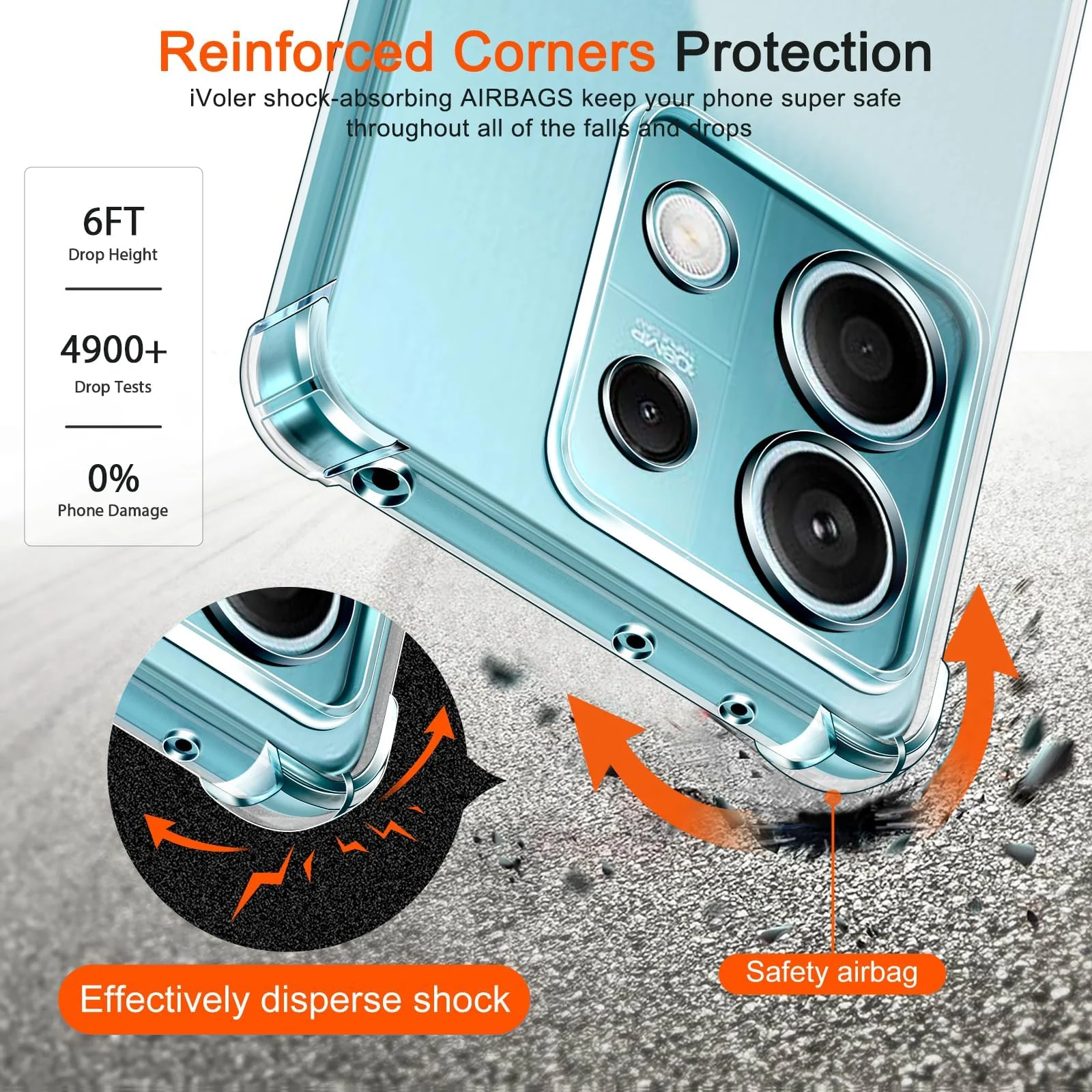 DL3 Mobilak Case Compatible with Xiaomi Redmi Note 13 5G (Not Fit Redmi Note 13 4G), Cover Silicone TPU Gorilla Anti-shock Protector Camera Shockproof Corners - Clear