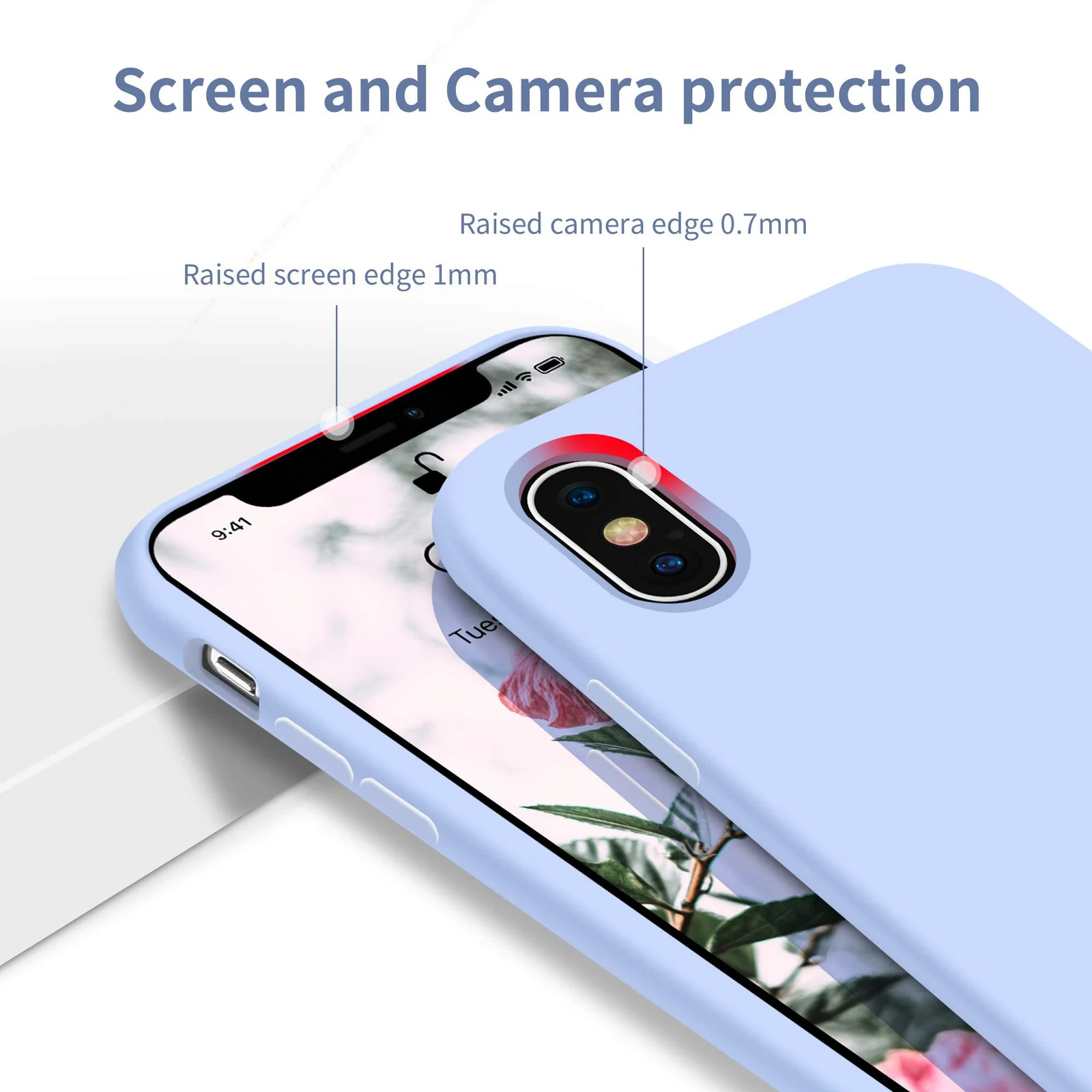 DL3 Mobilak Liquid Silicone Protective Case with Soft Microfiber Lining for iPhone XS Max - Baby Blue