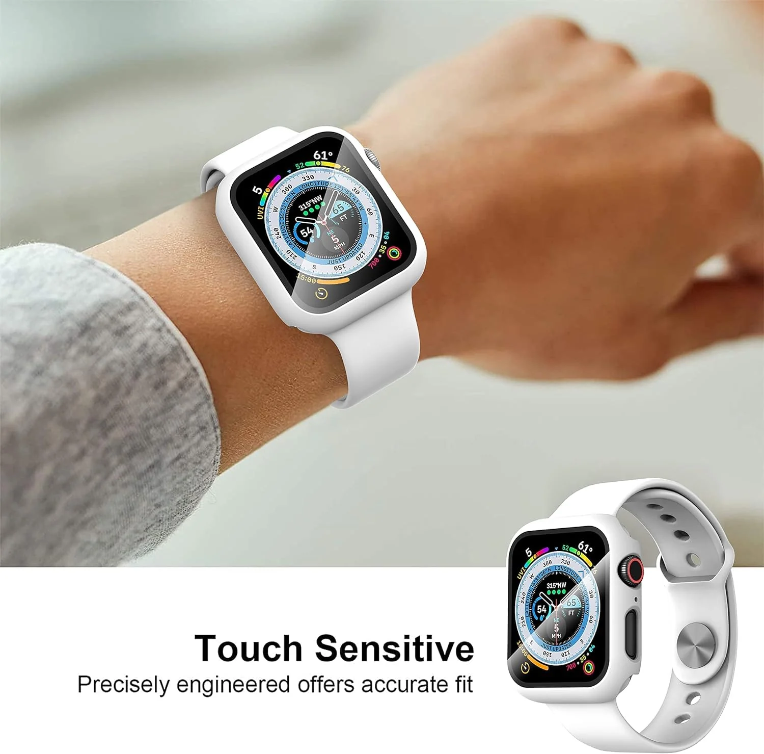 DL3 Mobilak Hard Case Designed for Apple Watch SE 6 5 4 40mm, Built-in 9H [HD Clear] Tempered Glass Screen Protector, [Full Protection] Slim Cover for iWatchSE 6 5 4 40mm - White