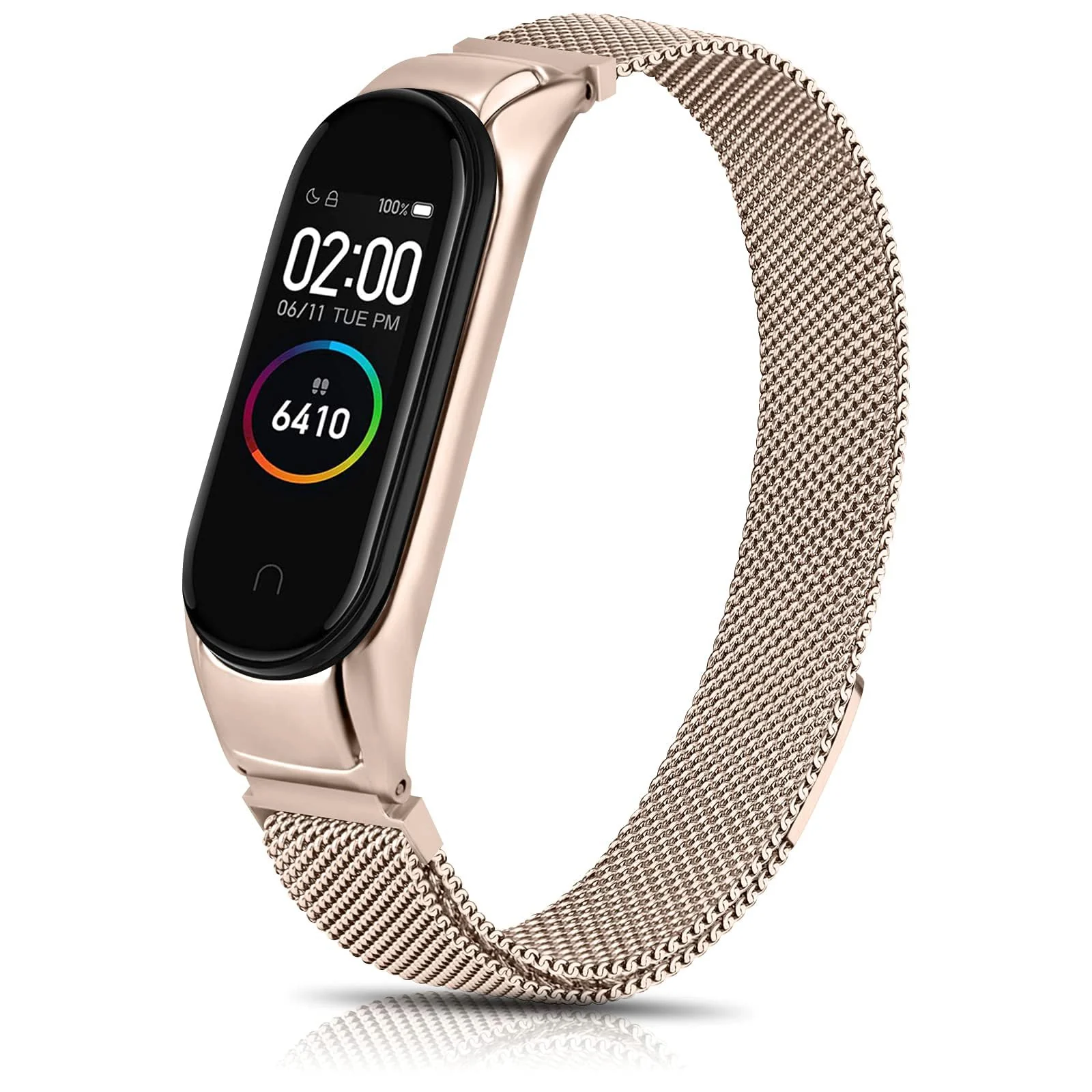 DL3 Mobilak Strap for Xiaomi Mi Band 6 Mi Band 5 Breathable Replacement Strap For Band 4/Mi Band 3 Smart Band Watch Strap Wristband Bracelet for Women Men (Champagne, Mi Band 6/5) - Champagne