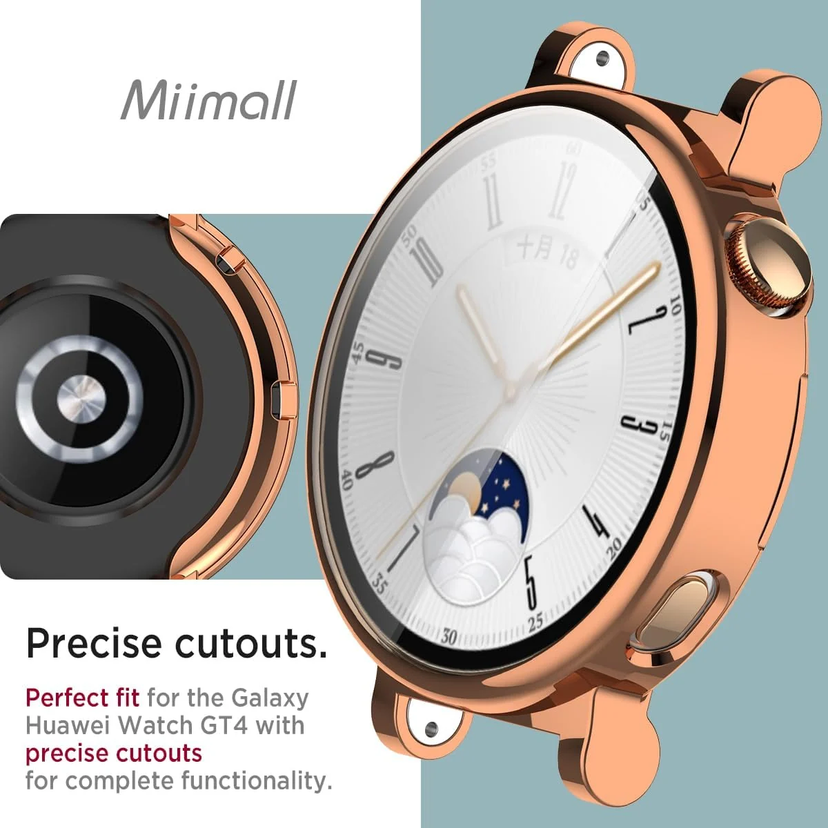 DL3 Mobilak Case Compatible with Huawei Watch GT4 41MM Case All-Around Screen Protector Watch Soft TPU Shockproof Cover Slim Guard Thin Bumper Shell Protector - Rose Gold