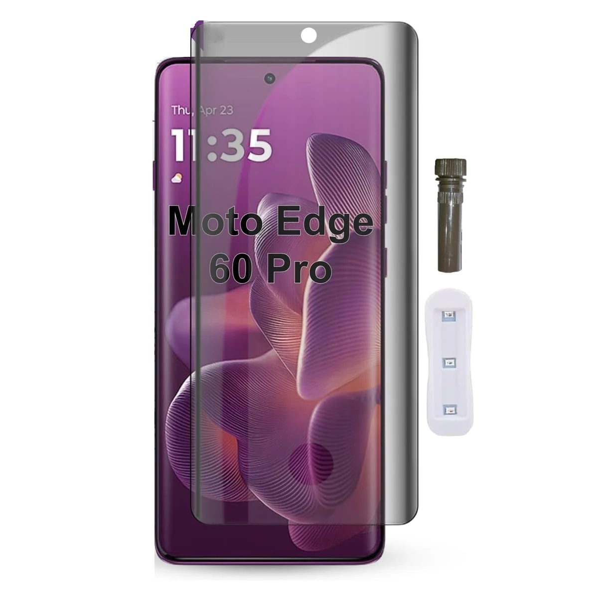 DL3 Mobilak Screen Protector for Motorola Moto Edge 60/Edge 60 Pro UV Glass Fingerprint Reader Support 3D Curved Anti-Spy Tempered Glass Screen Protector - Privacy