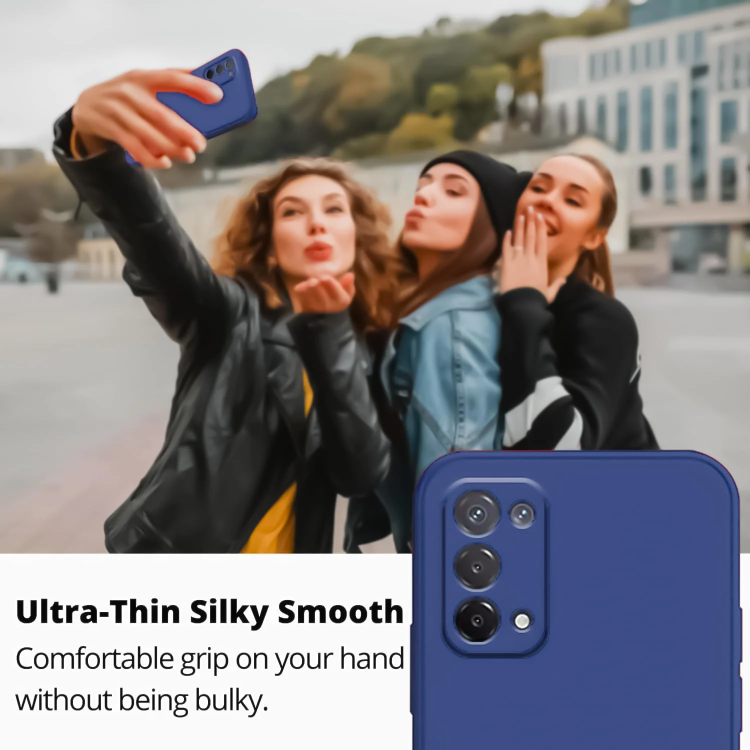 DL3 Mobilak Liquid Silicone Protective Case with Soft Microfiber Lining with Full Camera Protection for realme 7 Pro - Blue 1