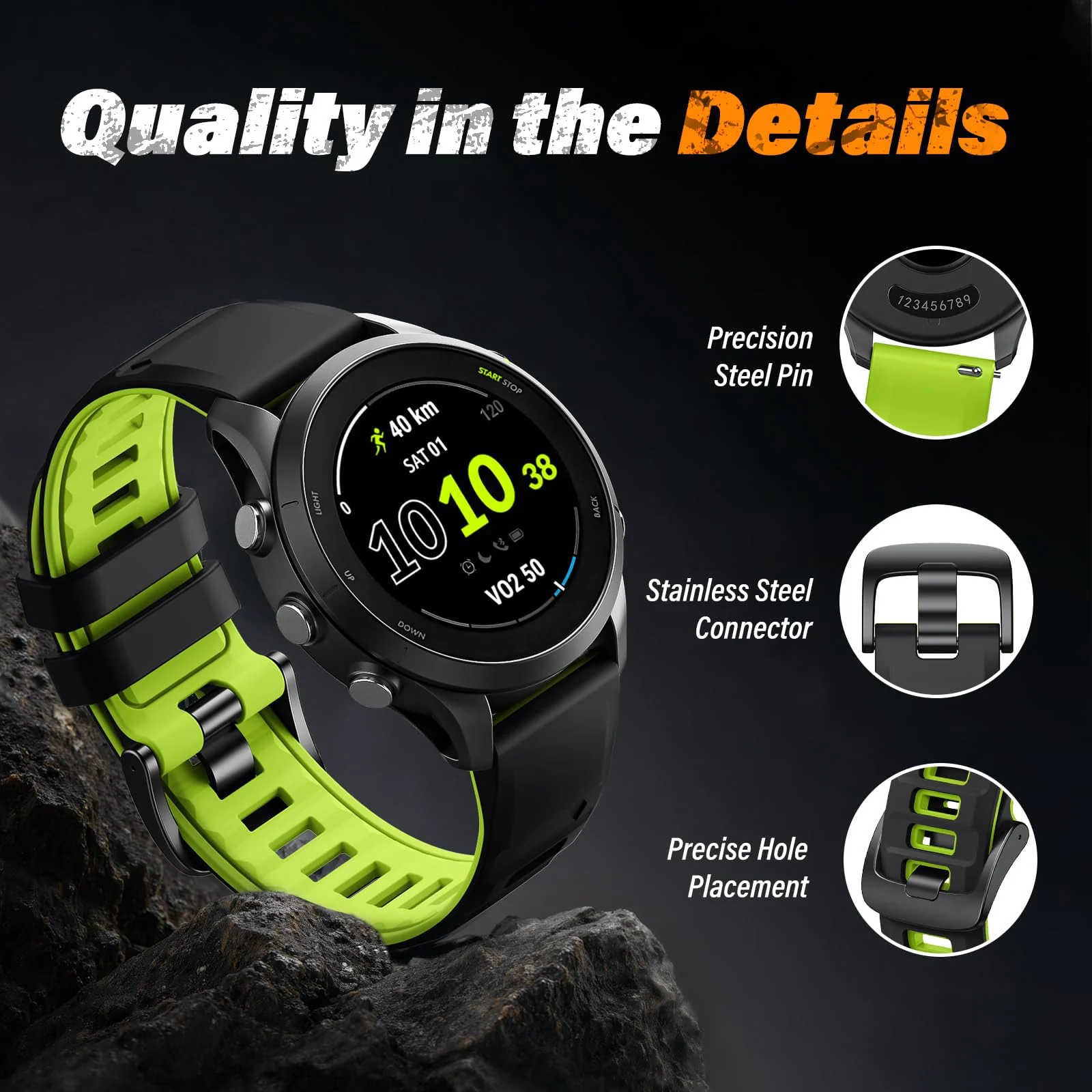 DL3 Mobilak Silicone Sport Band 22MM Strap For Xiaomi Redmi Watch 5 Active/5 Lite/Samsung Galaxy Watch 46mm/Watch 3 45mm/Gear S3/Huawei watch GT5 GT4 GT3 GT2 GT 46MM/GT2E/GT3 Pro/GT 5 Pro/Amazfit GTR4 - Black/green