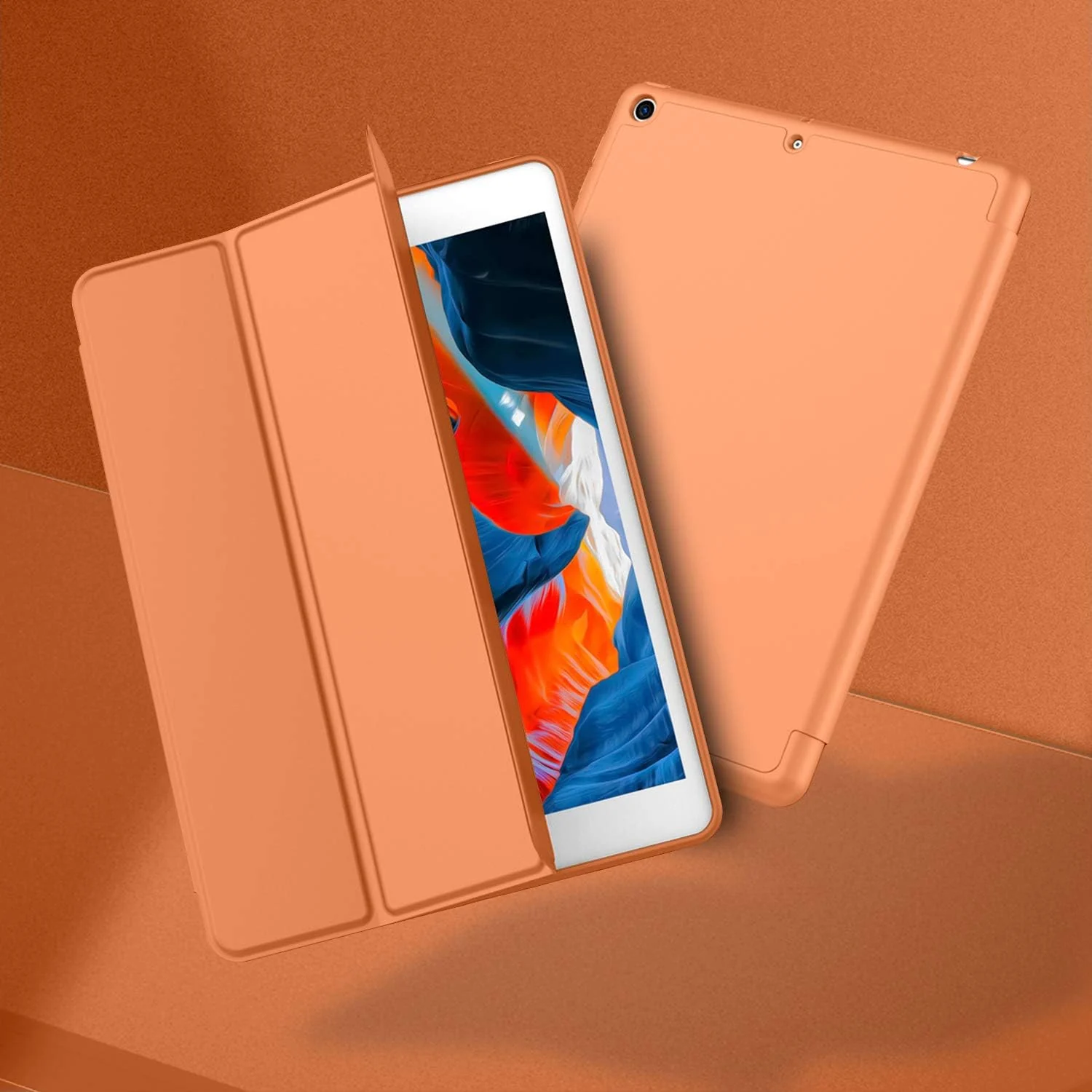 DL3 Mobilak Smart Case for Samsung Galaxy Tab A8 10.5 Inch 2021(-X200/-X205/-X207) with Pencil Holder, Soft TPU Smart Stand Back Cover Auto Wake/Sleep Feature - Orange