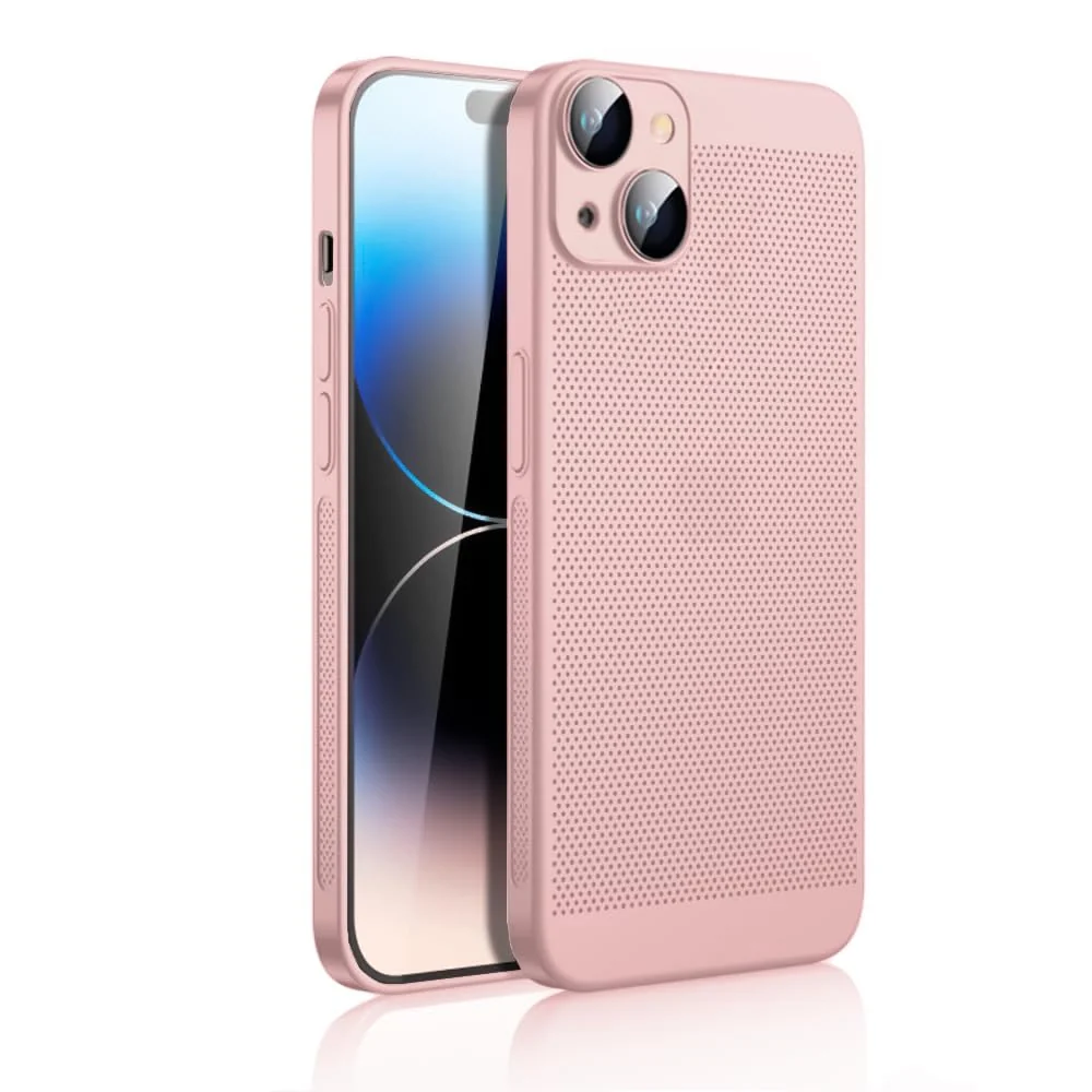 DL3 Mobilak Heat-Dissipation Hard PC Case with Built-In Camera Lens Protector for iPhone 14 6.1-Inch - Pink