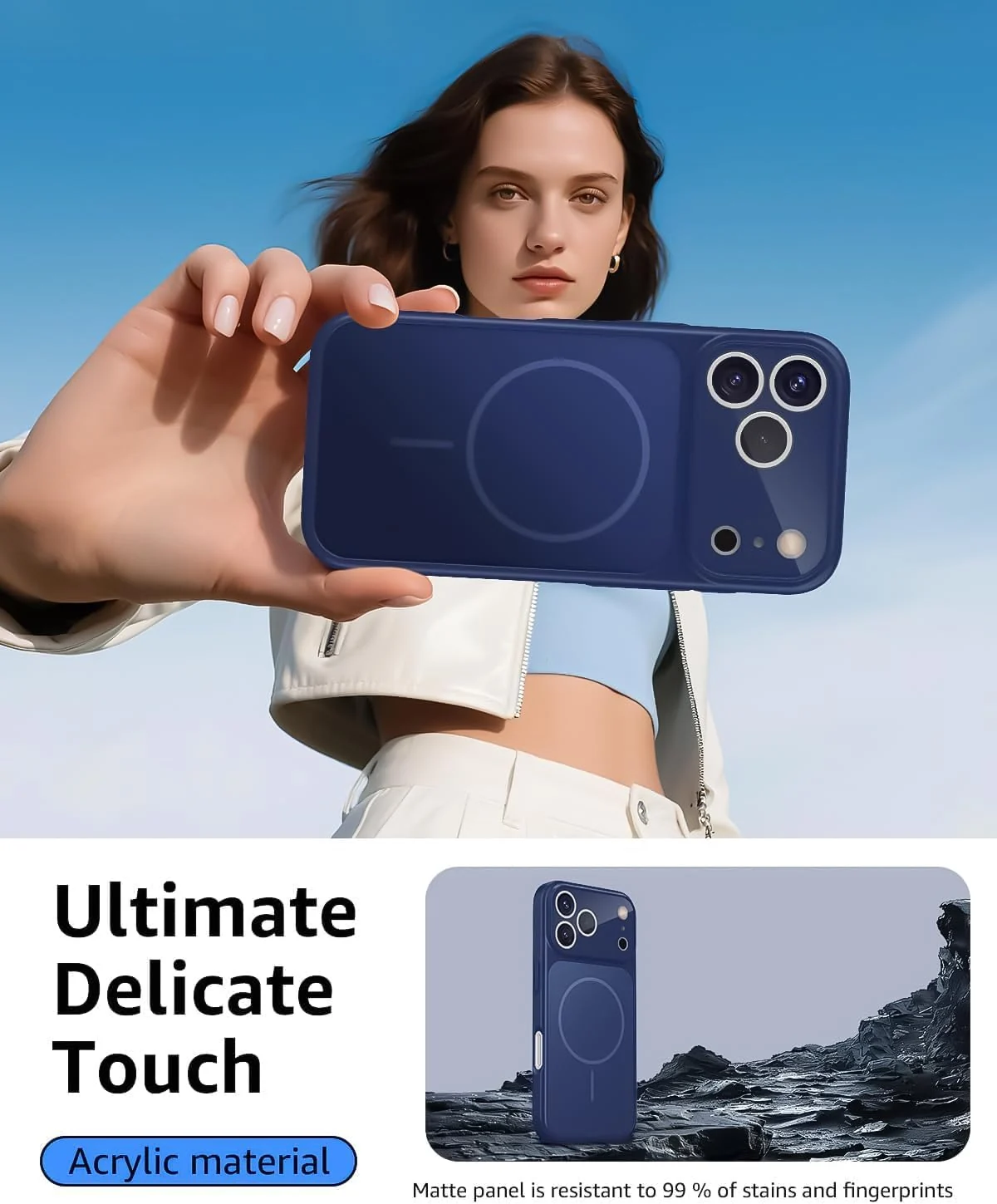 DL3 Mobilak MagSafe-Compatible Magnetic Case for iPhone 17 Pro with Camera Protection and Shockproof Design - Blue
