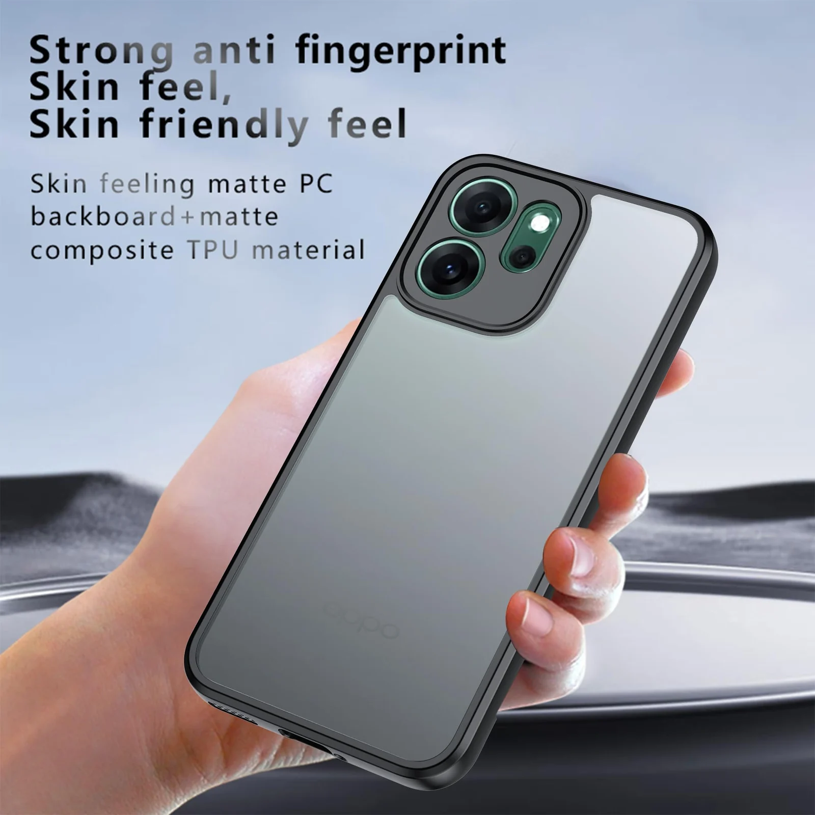 DL3 Mobilak Clear PC and TPU Protective Case for OPPO Reno 14F, OPPO Reno14 FS with Camera Protection and Military-Grade Protection - Black