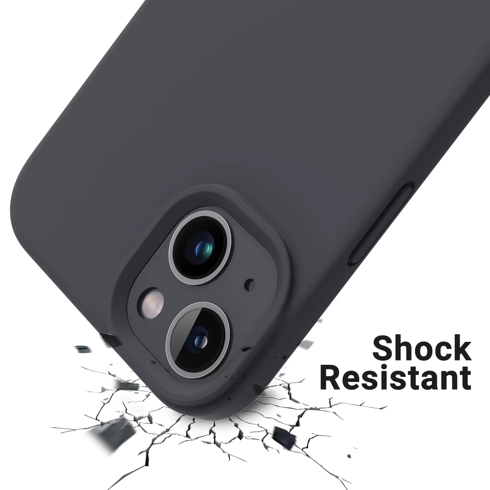 DL3 Mobilak Compatible with iPhone 14 (6.1 Inch) Case, Liquid Silicone Case, Full Body Protective Cover, Shockproof, Slim Phone Case, Anti-Scratch Soft Microfiber Lining - Deep Gray
