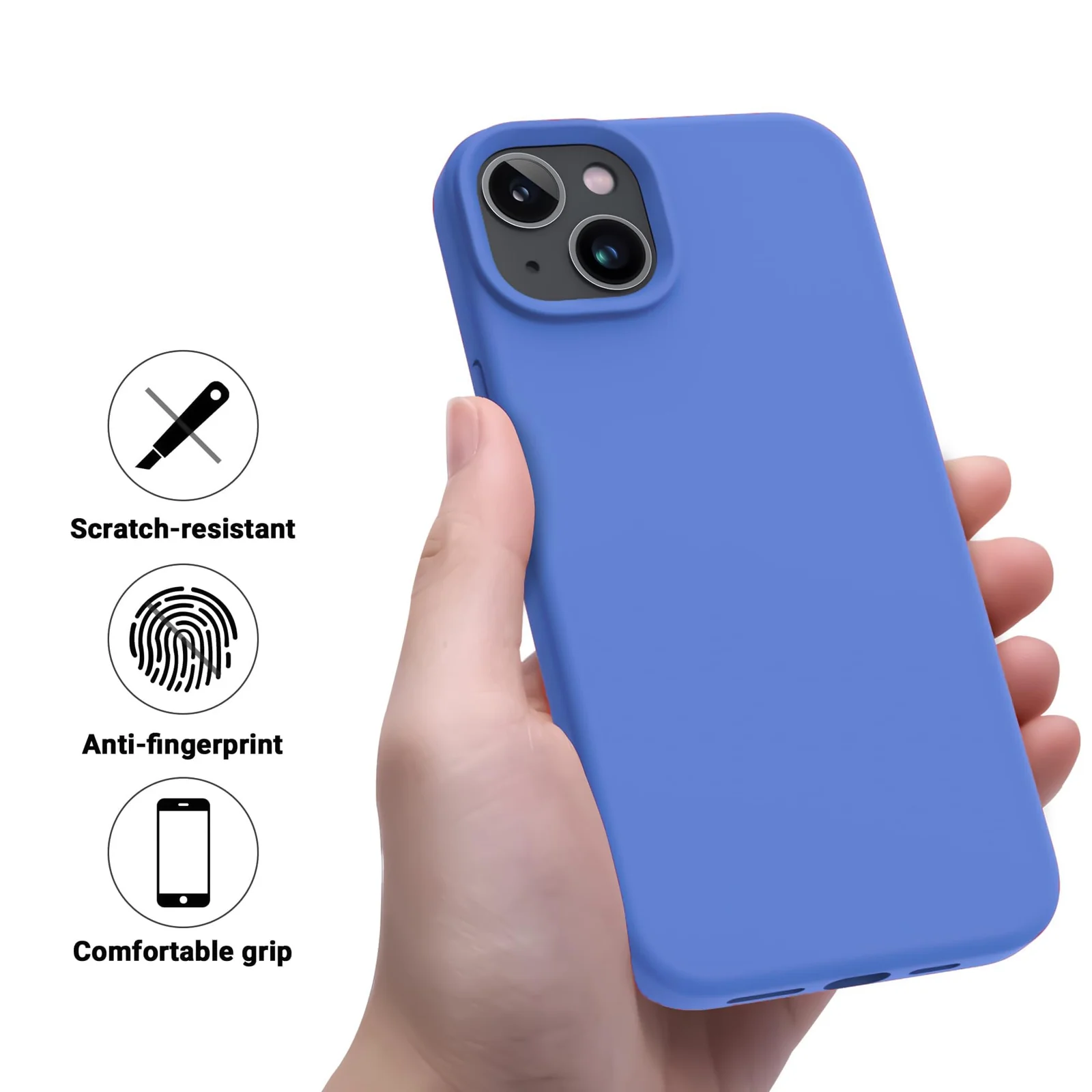 DL3 Mobilak Liquid Silicone Protective Case for iPhone 13 / iPhone 14 with Camera Protection and Microfiber Lining - Light Blue 2