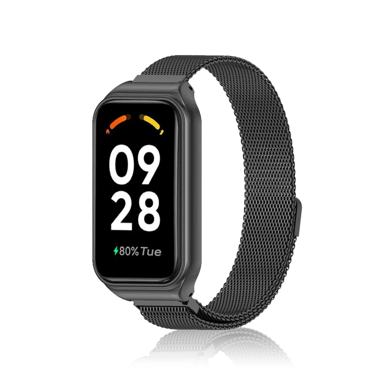 DL3 Mobilak Bracelet Compatible with Xiaomi Redmi Band 2/Smart Band 8 Active, Stainless Metal Magnetic Replacement Strap - Black