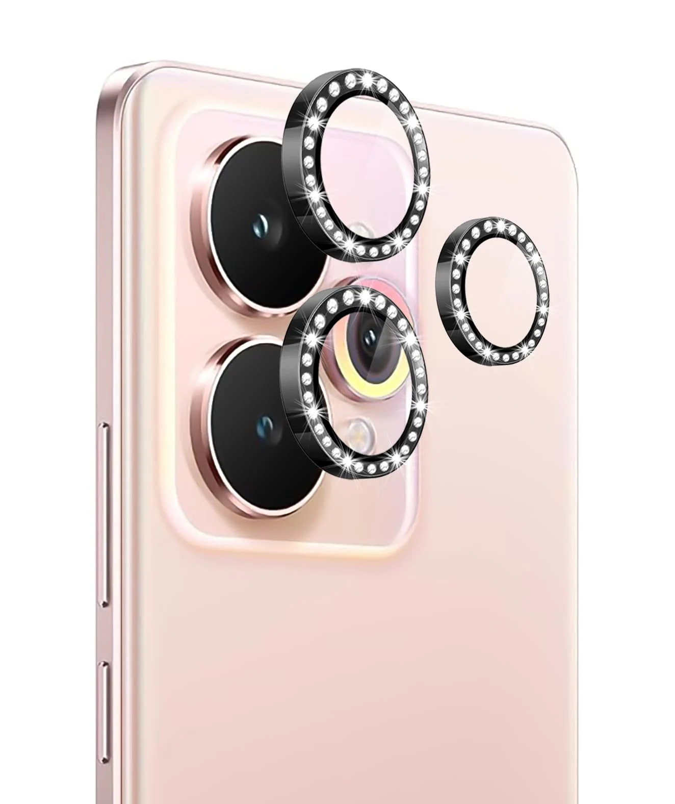 DL3 Mobilak Camera Lens Protector for realme 15 5G Accessories, 9H Tempered Glass Metal Individual Ring Camera Cover Screen Protector, Case Friendly, Anti Scratch - Diamond Black