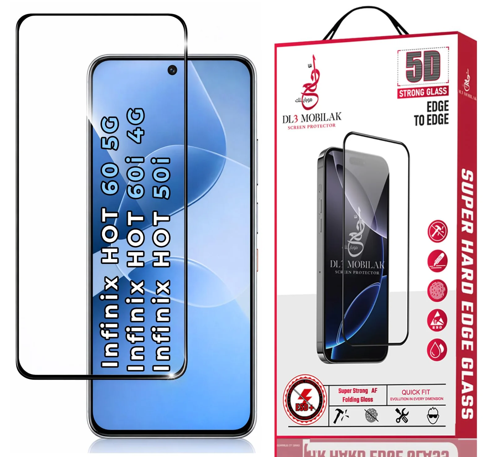 DL3 Mobilak for Infinix Hot 60 5G / Hot 60i 4G / HOT 50i Tempered Glass Screen Protector, 9H Hardness Anti-Scratch Tempered Glass flim, Case Friendly, Anti-Scratch - Clear
