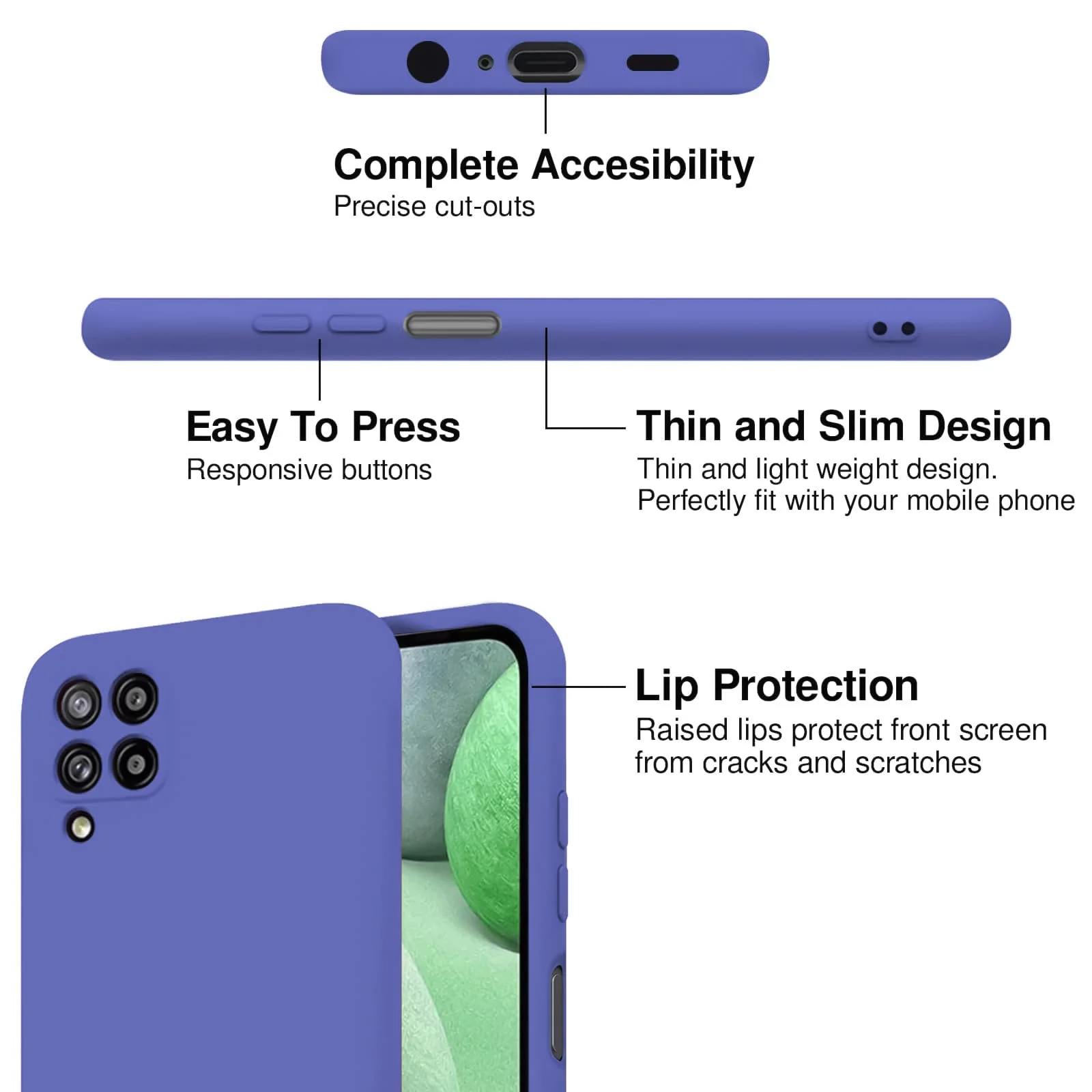 DL3 Mobilak Silicone Protective Case for Samsung Galaxy A12 / M12, Shock-absorbing protection, Scratch-resistant surface, Soft microfiber lining - Light Blue