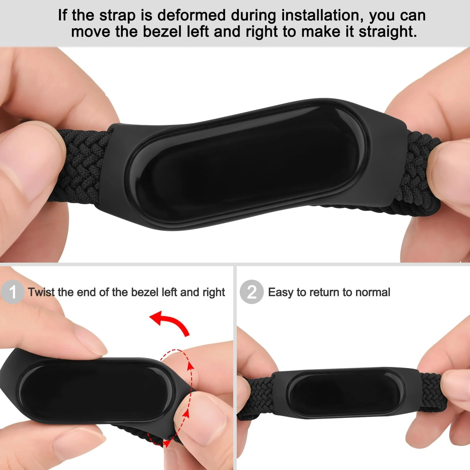 DL3 MOBILAK Nylon Wristband for Xiaomi Mi Band 7/Mi Band 6/Mi Band 5/Mi Band 4/Mi Band 3, Adjustable Braided Elastic Solo Loop for Mi Band 7 6 5 4 3, Sport Strap Smart Watch Accessories - Black