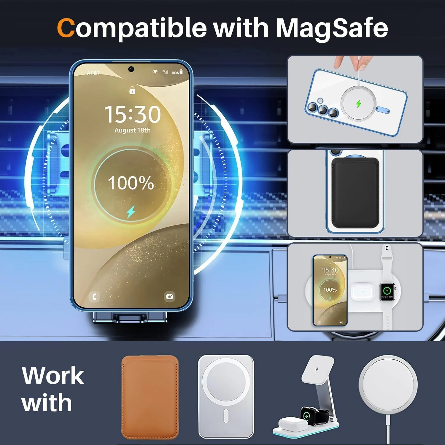 DL3 Mobilak For Samsung Galaxy A54 5G Magnetic Case, Compatible with MagSafe, Built-in Camera Lens Protector, Luxury Plating Soft TPU Clear Shockproof Slim Thin Cover - Sierra Blue