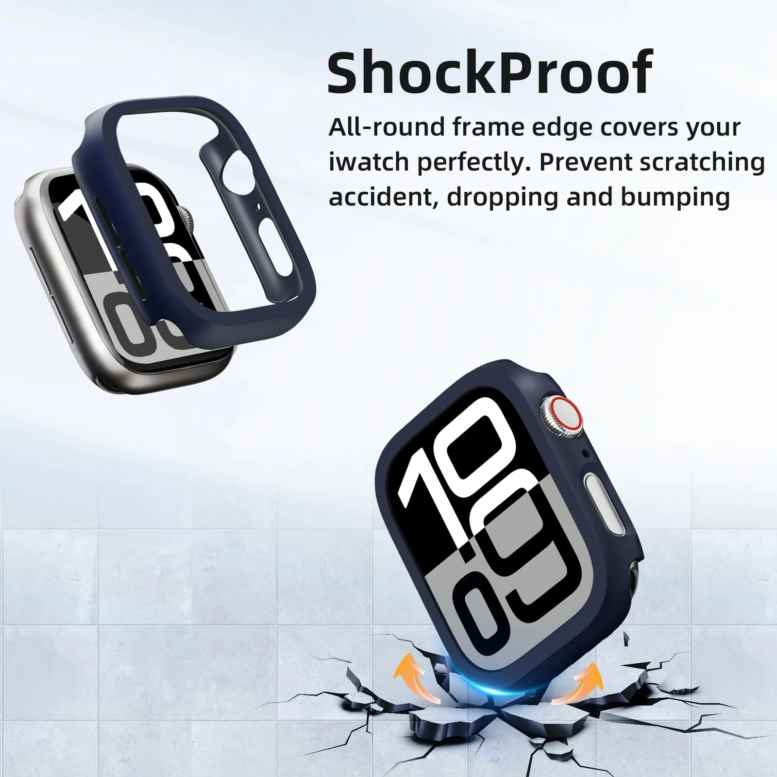 DL3 Mobilak [NO Screen Protector] Bumper Case for Apple Watch Series 10 46mm, Slim Thin Shockproof Bumper Cover, Hard PC Protective Frame All-Around Edge for iWatch 10 46 mm Accessories - Blue