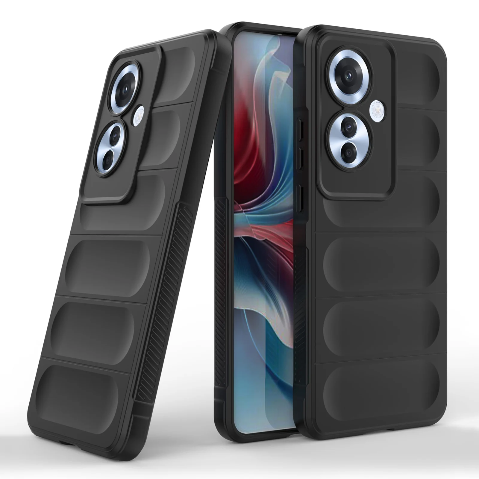DL3 Mobilak Silicone Case for OPPO Reno 11F/Reno11 F 5G Heavy Duty Protective [Slim Fit] Shockproof Soft Flexible Protective Design Shock-Absorption TPU Cover With Camera Protection - Black