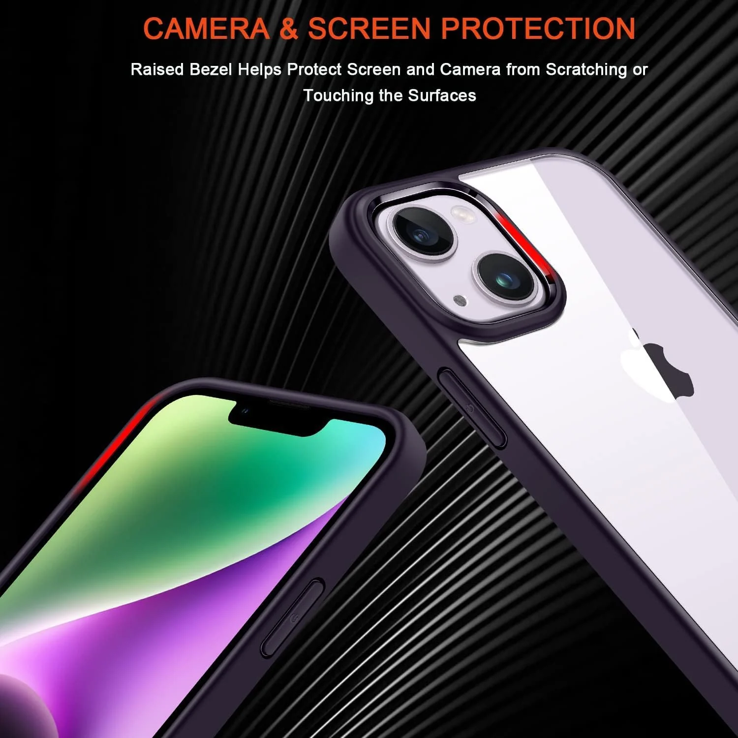DL3 Mobilak Clear PC and TPU Protective Case for iPhone 13 / iPhone 14 with Shockproof Design and Anti-Yellowing Design - Deep Purple