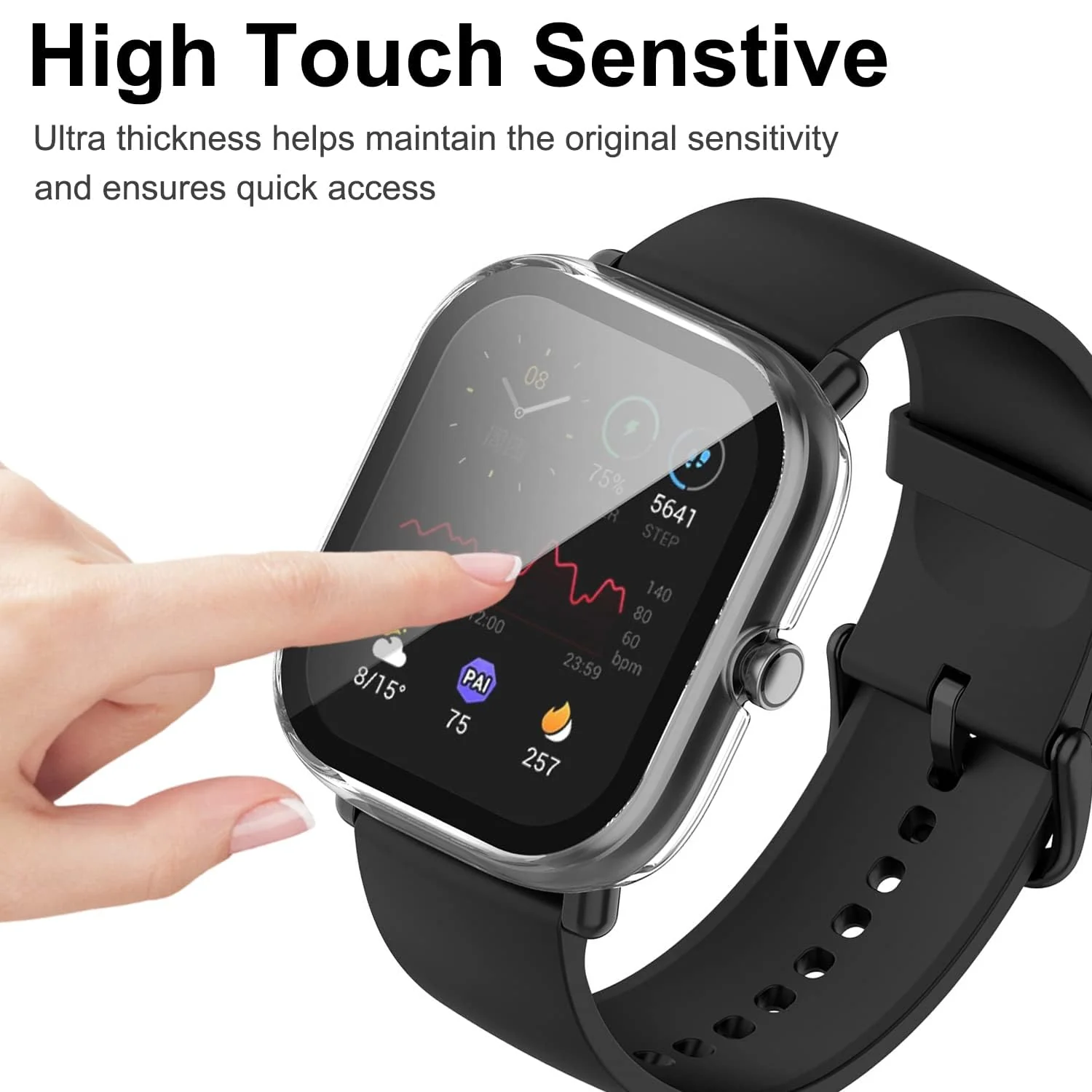 DL3 Mobilak Protective Case Compatible with Amazfit GTS 2 Mini 9H Hardness PC Case Bumper Full Slim Protective Cover with Tempered Glass For Amazfit GTS2 Mini - Clear