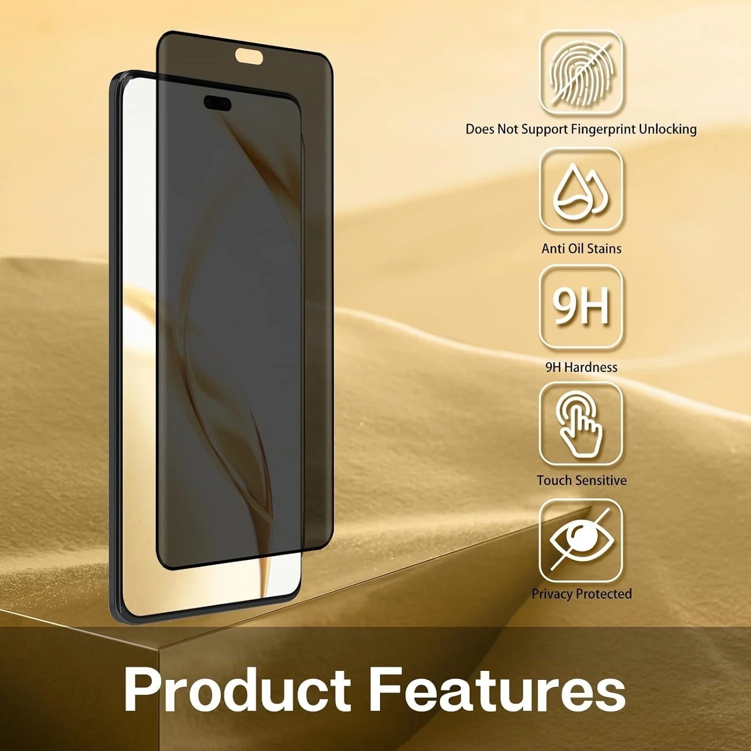 DL3 Mobilak Screen Protector for Honor 200 Pro 5G UV Glass Fingerprint Reader Support 3D Curved Anti-Spy Tempered Glass Screen Protector - Privacy