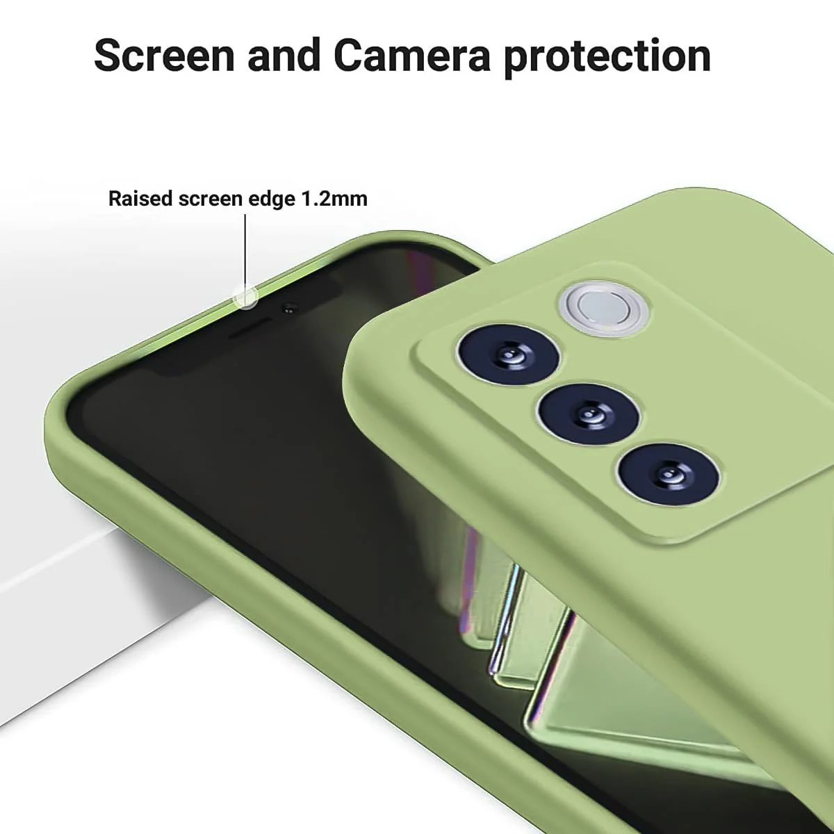 DL3 Mobilak Liquid Silicone Case for vivo V27e / vivo S16e, Shock-absorbing protection, Scratch-resistant surface, Soft microfiber lining - Mint Green