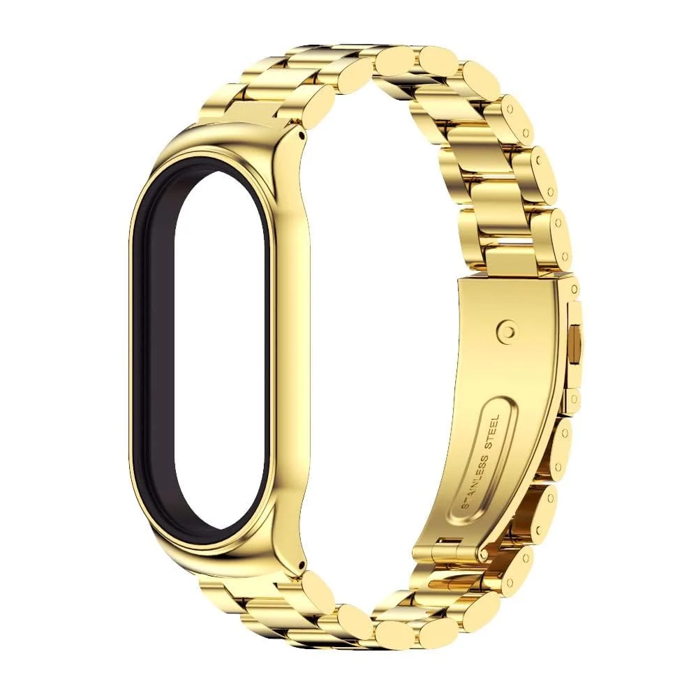 DL3 Mobilak Compatible For Xiaomi Mi Band 7 Strap, Metal Bracelet MiBand 7 Waterproof Stainless Steel Wrist Strap Accessory Band Strap for Xiaomi Mi Smart Band 7 - Gold