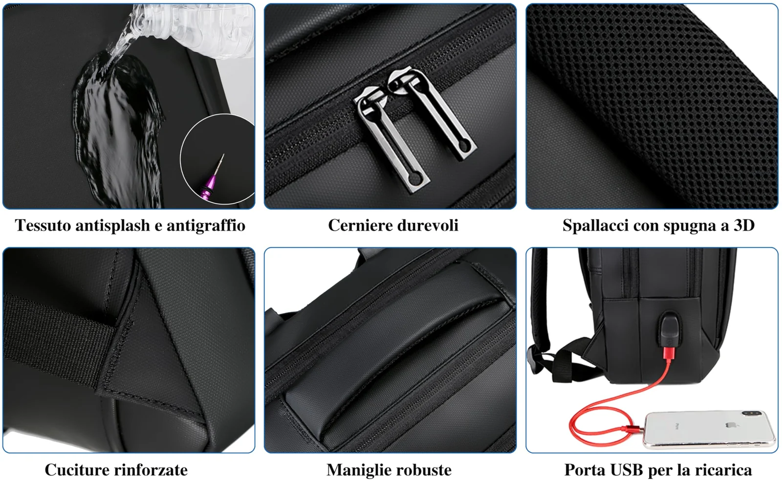 Mobigon Laptop Backpack 15.6 Inch, Business Slim Sturdy Laptops Backpack with USB Charging Port, Water Resistant Travel Backpack Computer Bag Gifts for Men & Women Fits, Surface, Notebook - Black