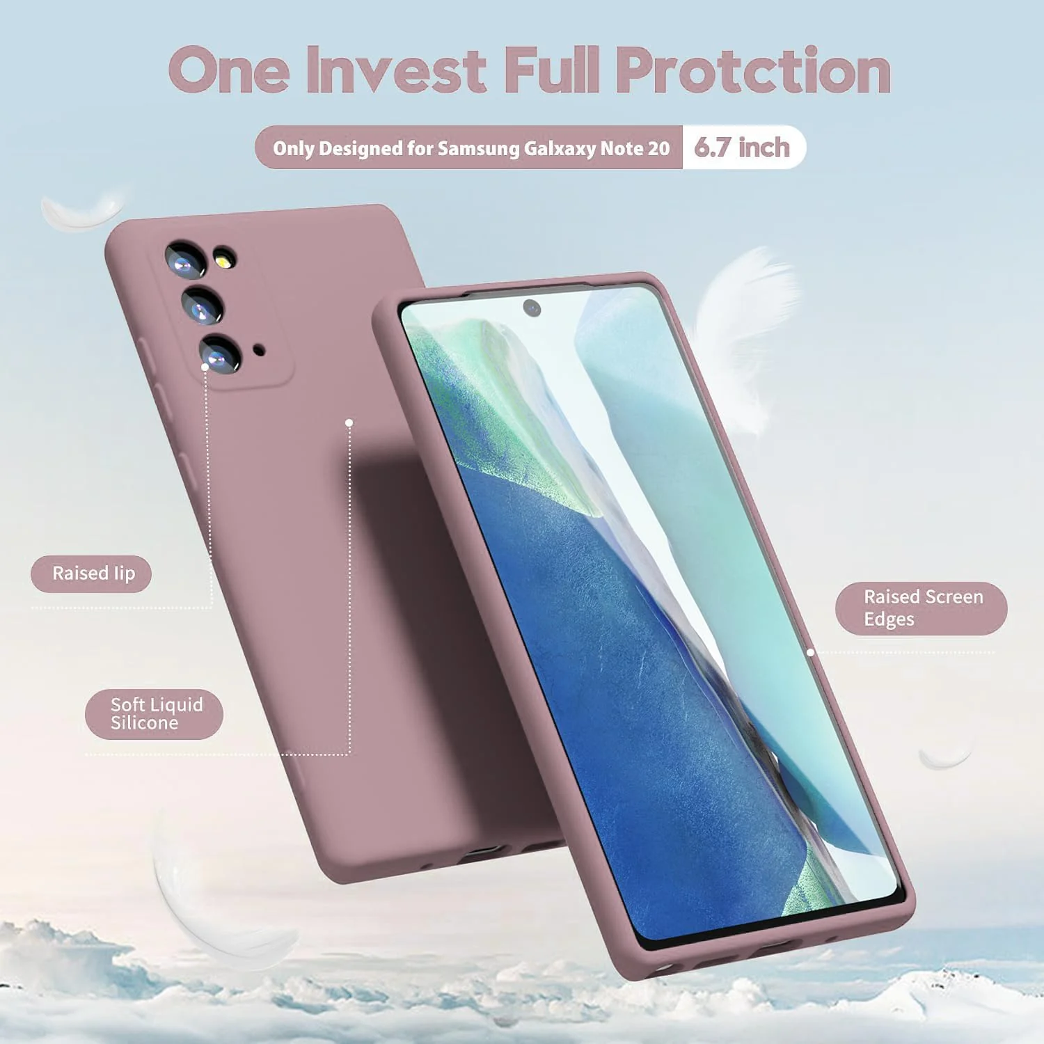 "DL3 Mobilak Samsung Galaxy Note 20 5G (6.7"") Case, Soft Flexible Liquid Silicone Gel Rubber Bumper Cover, Full Body Shockproof Protective Phone Case - Cashmere"