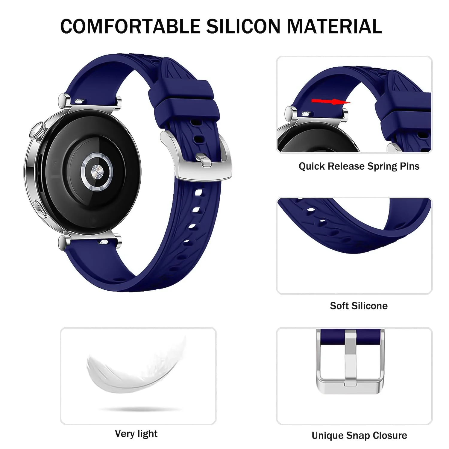 DL3 Mobilak 20mm Silicone Strap for Samsung Galaxy Watch 7/6/5/4 40mm 44mm/Watch 5 Pro 45mm/S2 classic/active 2 40mm 44mm, 20 mm Sport Replacement Band for Amazfi GTS 4/3/3 Pro/2/2e/GTS 2 Mini/4 Mini/Bip 3/3 Pro - Blue