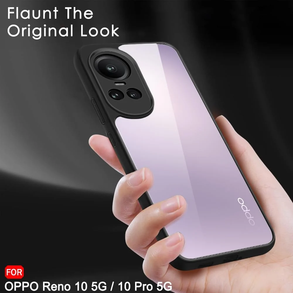 DL3 Mobilak Compatible with OPPO Reno 10 / Reno10 Pro 5G Case Transparent, Military-Grade Shockproof Anti-Yellowing, Slim Protective Phone Case Full Bumper Cover - Black