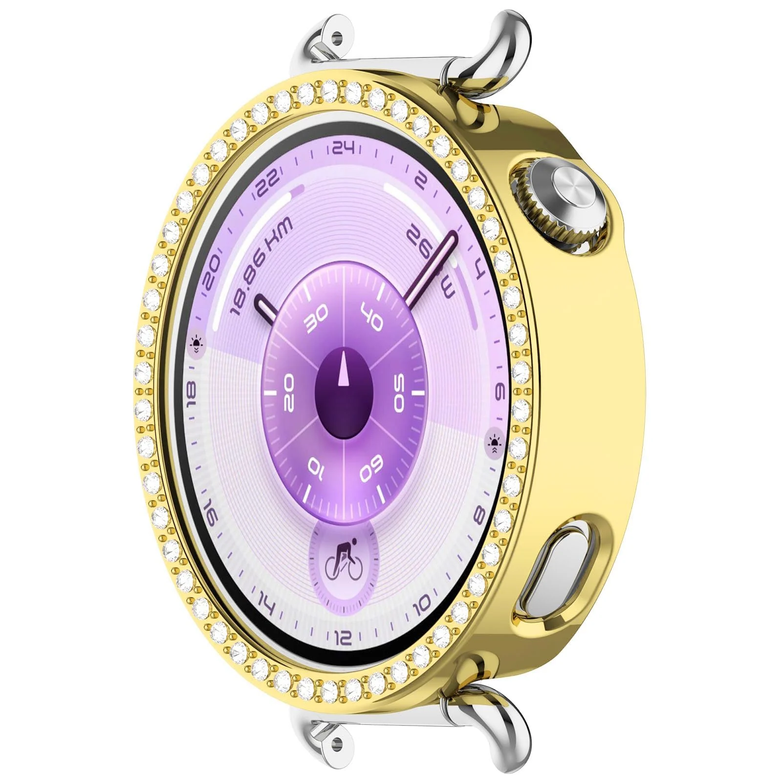 DL3 Mobilak Bling Case for Huawei Watch GT6 41MM, Slim Hard PC Frame Cover with Crystal Diamond Bumper Design (Without Screen Protector), Protective Case for Women and Girls for GT 6 41 mm - Gold