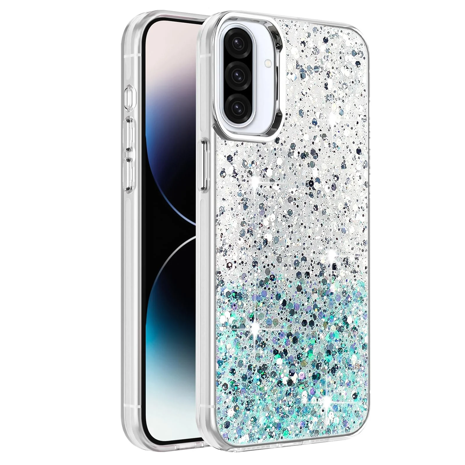 DL3 Mobilak Glitter Rhinestone Protective Case for Samsung Galaxy A36 5G&Samsung Galaxy A56 5G with Shockproof Design - White Green