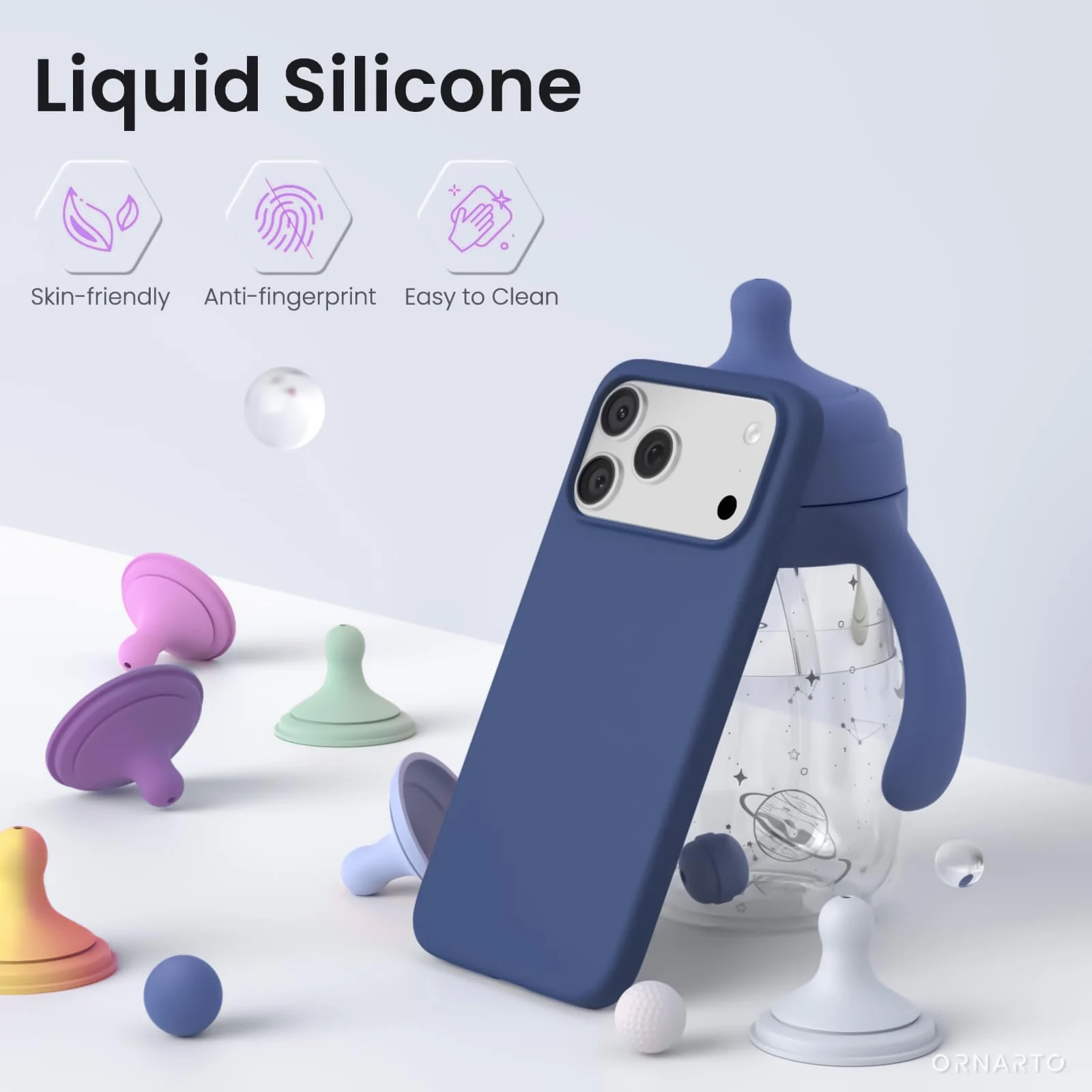 DL3 Mobilak Liquid Silicone Case for iPhone 17 Pro 6.3-Inch, Supports wireless charging, Shock-absorbing protection, Scratch-resistant surface - Blue