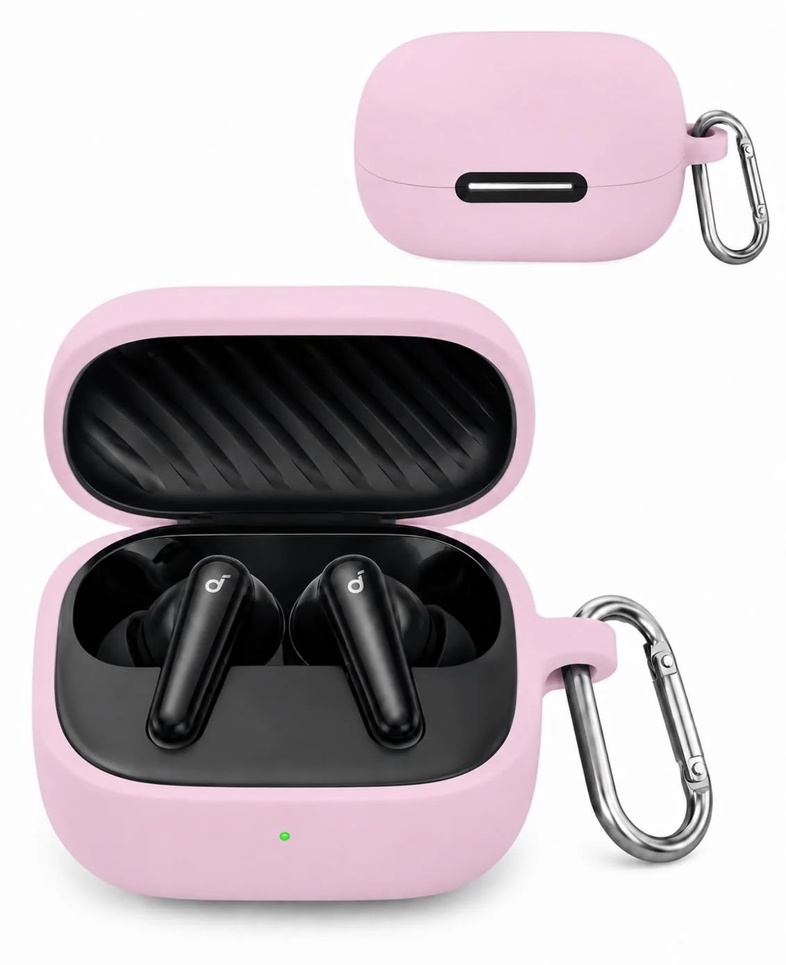 DL3 Mobilak Compatible with Anker Soundcore R60i NC/Anker P31i Cover, Soft Silicone Shockproof Protective Case Wireless Earbuds with Carabiner, Front LED Visible