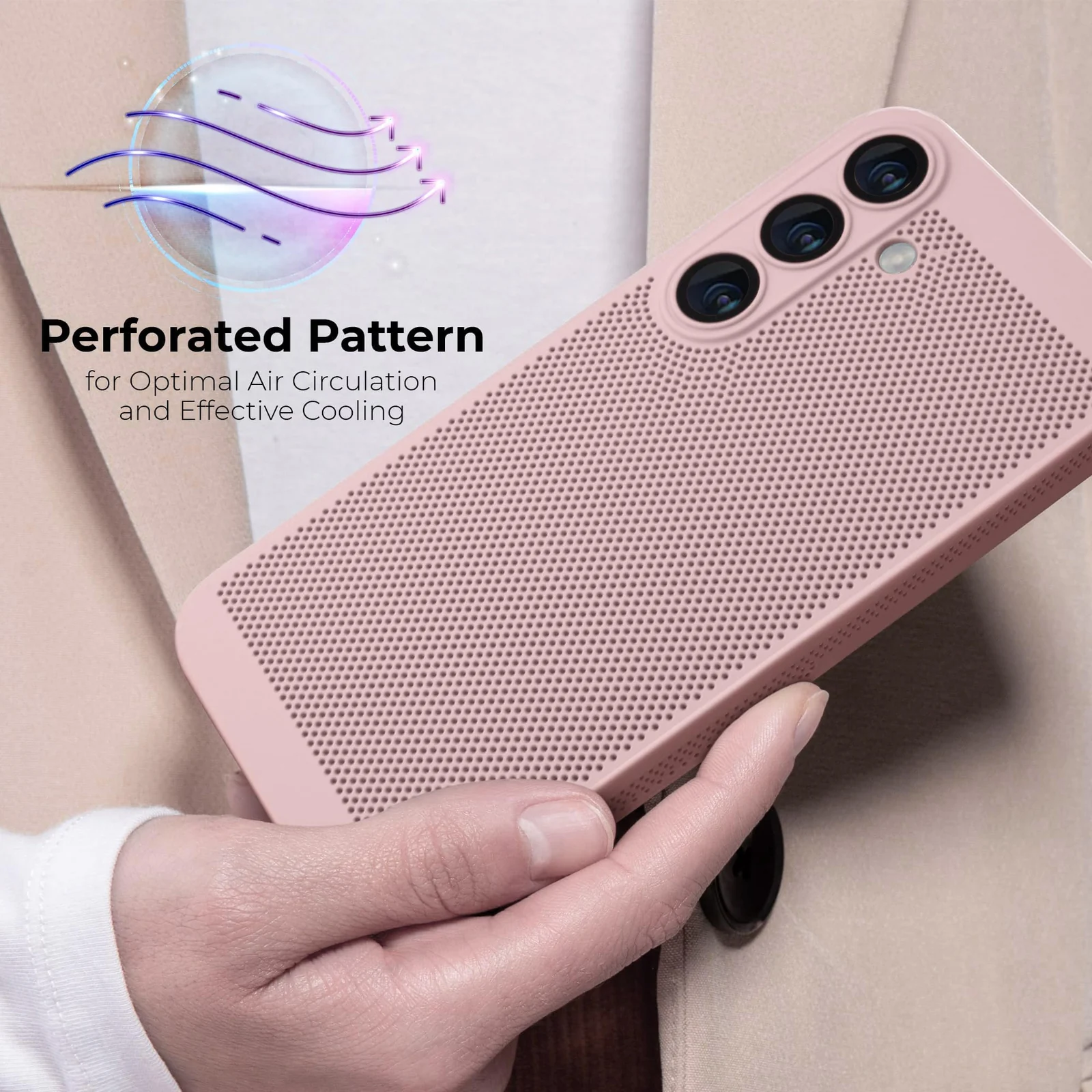 DL3 Mobilak Case For Samsung Galaxy A17 / A26 5G Heat Dissipation Case with Built-in Camera Lens Protector Slim Fit Breathable Cooling Anti-Fingerprint Hard PC Back Shockproof Cover - Pink
