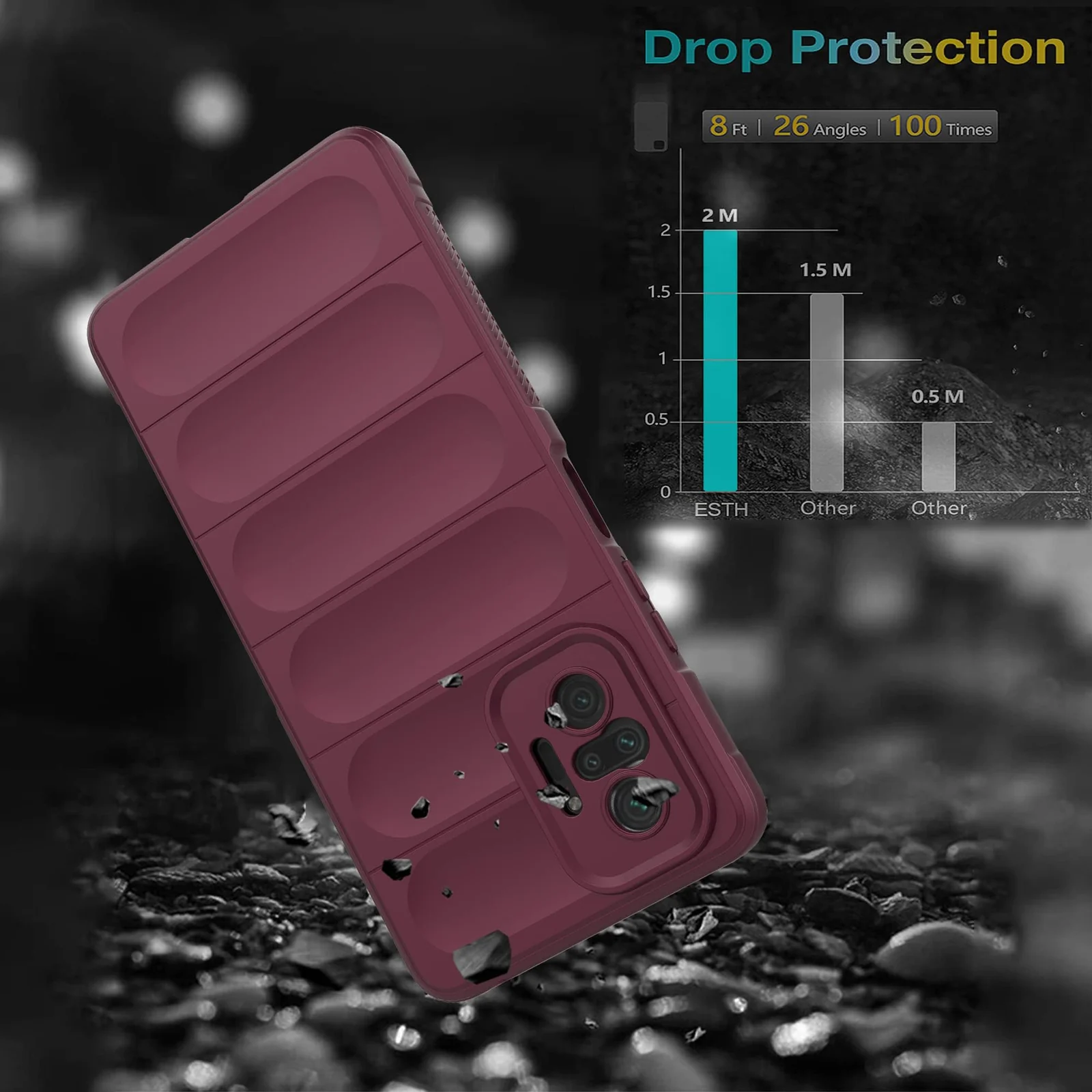 DL3 Mobilak Flexible Silicone and TPU Protective Case with Camera Protection for Xiaomi Redmi Note 10 Pro / Note 10 Pro Max - Wine Red