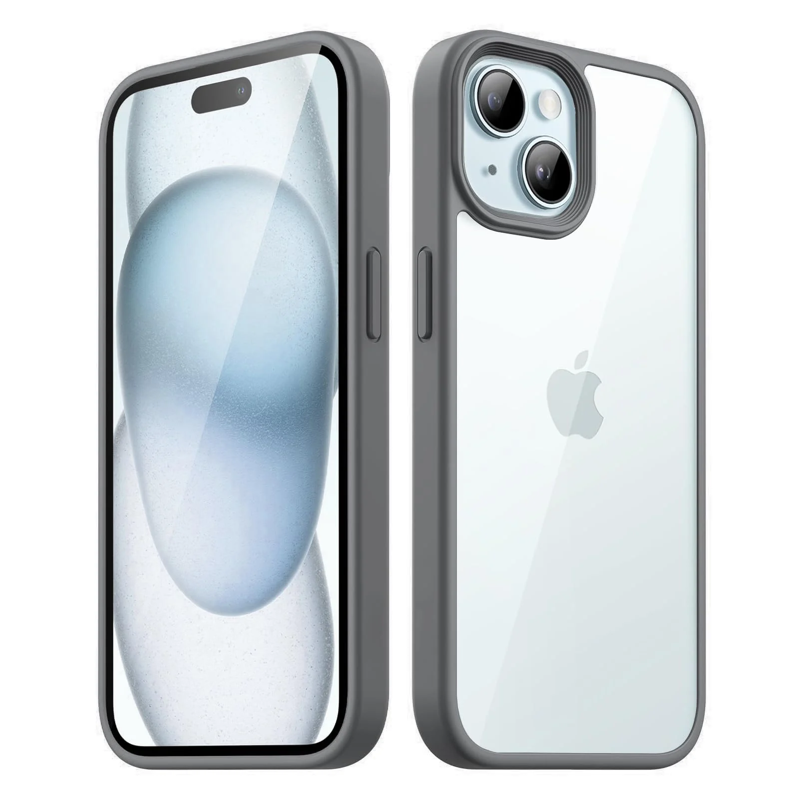 DL3 Mobilak Clear TPU Case for iPhone 13 / iPhone 14 6.1-Inch, Shock-absorbing protection, Non-slip grip, Raised edges around the screen and camera - Dark Gray