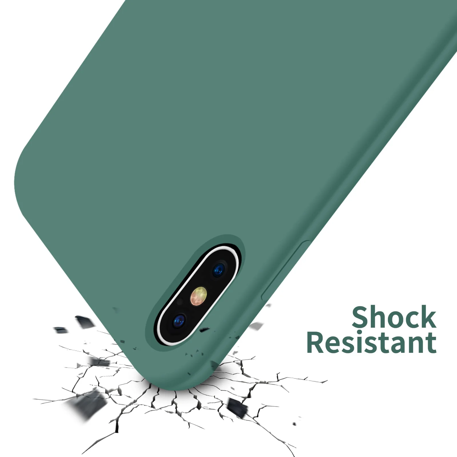 DL3 Mobilak Liquid Silicone Protective Case with Soft Microfiber Lining for iPhone XS Max - Pine Green