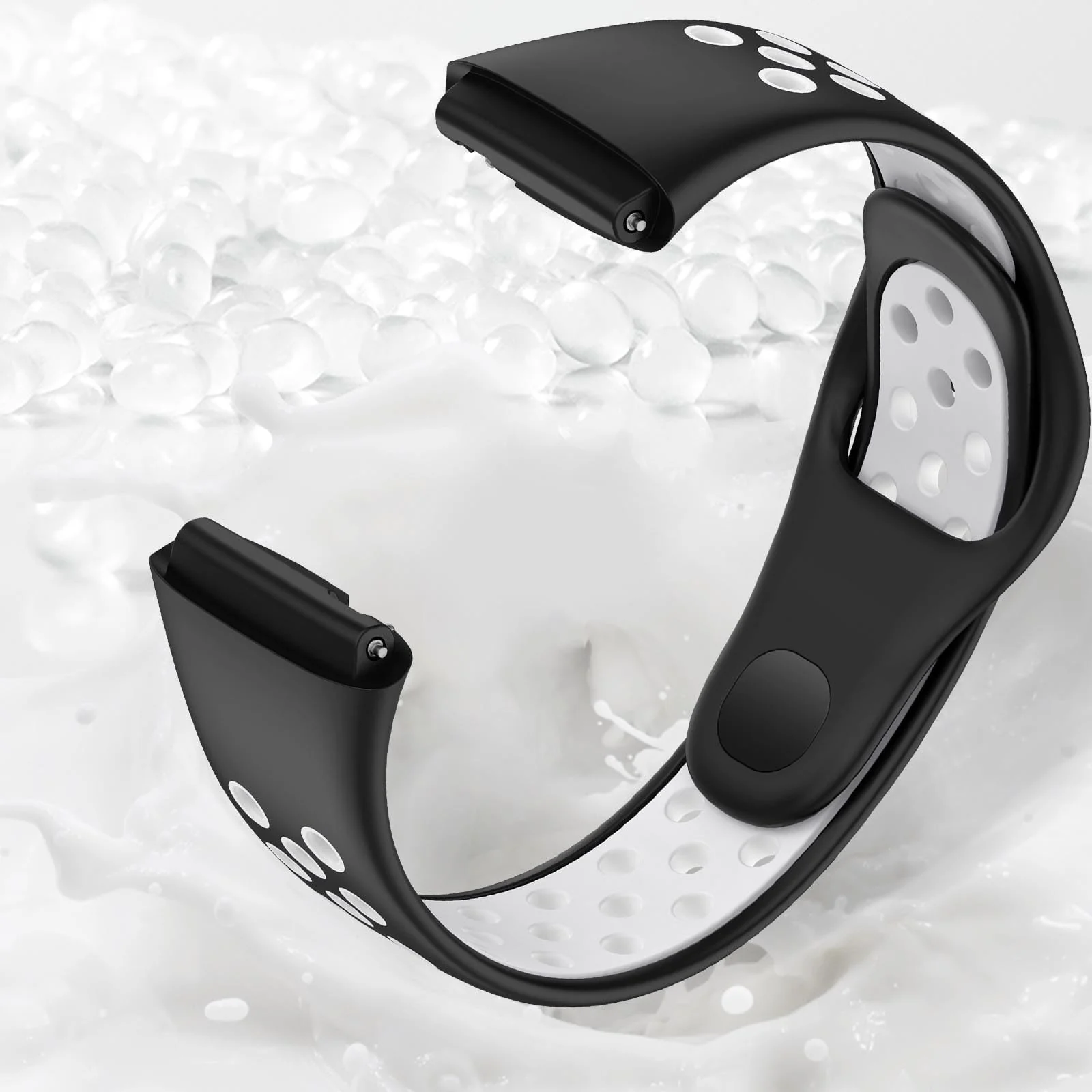 DL3 Mobilak Strap Silicone Compatible With Xiaomi Redmi Watch 3 Active/Redmi Watch 3 Lite, Sport Silicone Watch Band Wrist Strap, Bracelet Wristband Wrist Strap - Black White