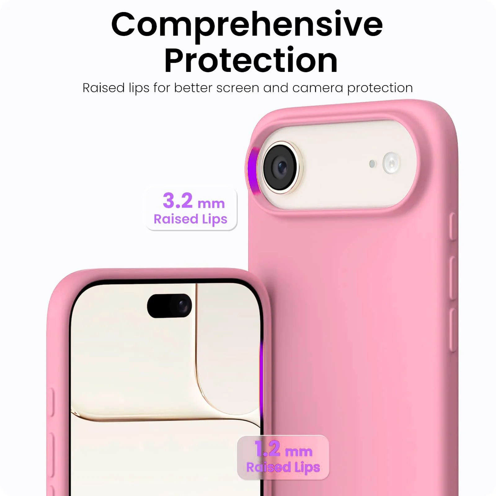 DL3 Mobilak Liquid Silicone Protective Case for iPhone 17 Air 6.5-Inch with Microfiber Lining and Shockproof Design - Pink