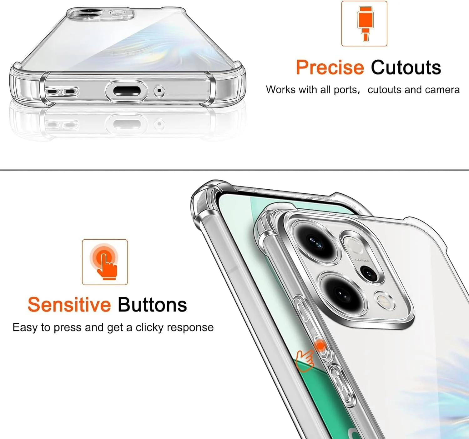 DL3 Mobilak Clear TPU Case for OPPO Reno 14 5G, Camera protection, Shock-absorbing protection, Scratch-resistant surface - Clear