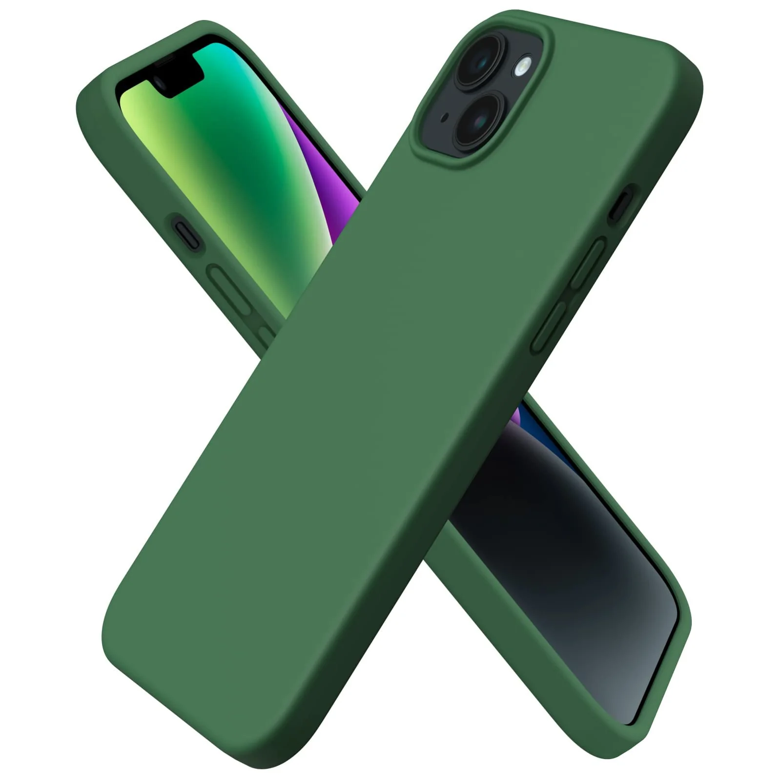 DL3 Mobilak Liquid Silicone Protective Case with Soft Microfiber Lining for iPhone 14 (6.1 Inch) - Clover