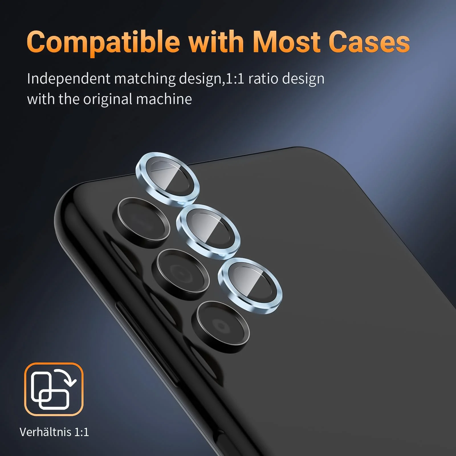DL3 Mobilak Camera Lens Protector for Samsung Galaxy S24 FE Accessories, 9H Tempered Glass Metal Individual Ring Camera Cover Screen Protector for Samsung S24 FE, Case Friendly, Anti Scratch - Blue