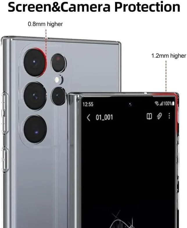 DL3 Mobilak Case Compatible with Samsung Galaxy S24 Ultra Case Crystal Clear Soft TPU Gel Case Flexible Silicone Anti-Scratch Camera Protection Transparent TPU Cover - Clear