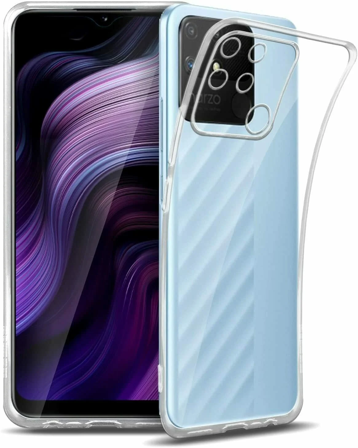 DL3 Mobilak Case Compatible with realme Narzo 50A Case Crystal Soft TPU Gel Case Flexible Silicone Anti-Scratch Camera Protection TPU Cover - Clear